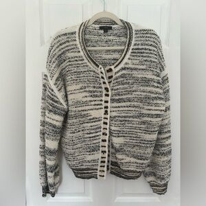 J. Crew Black and White Textured Cardigan